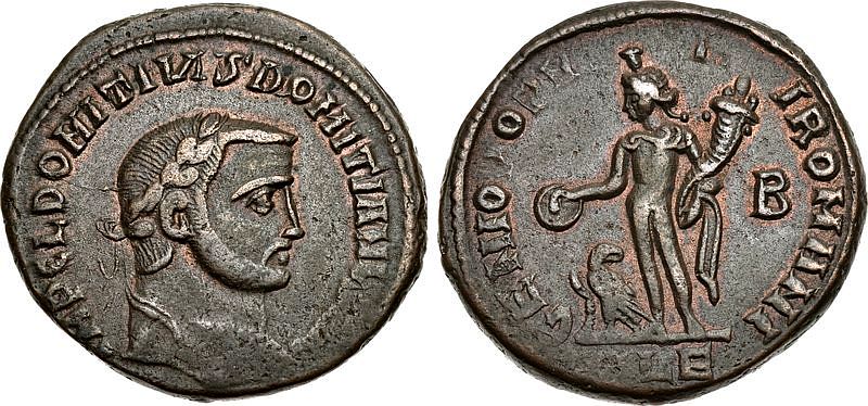 RIC VI Lugdunum 20 Maximian obverse, Head of Constantius Chlorus, laureate, right