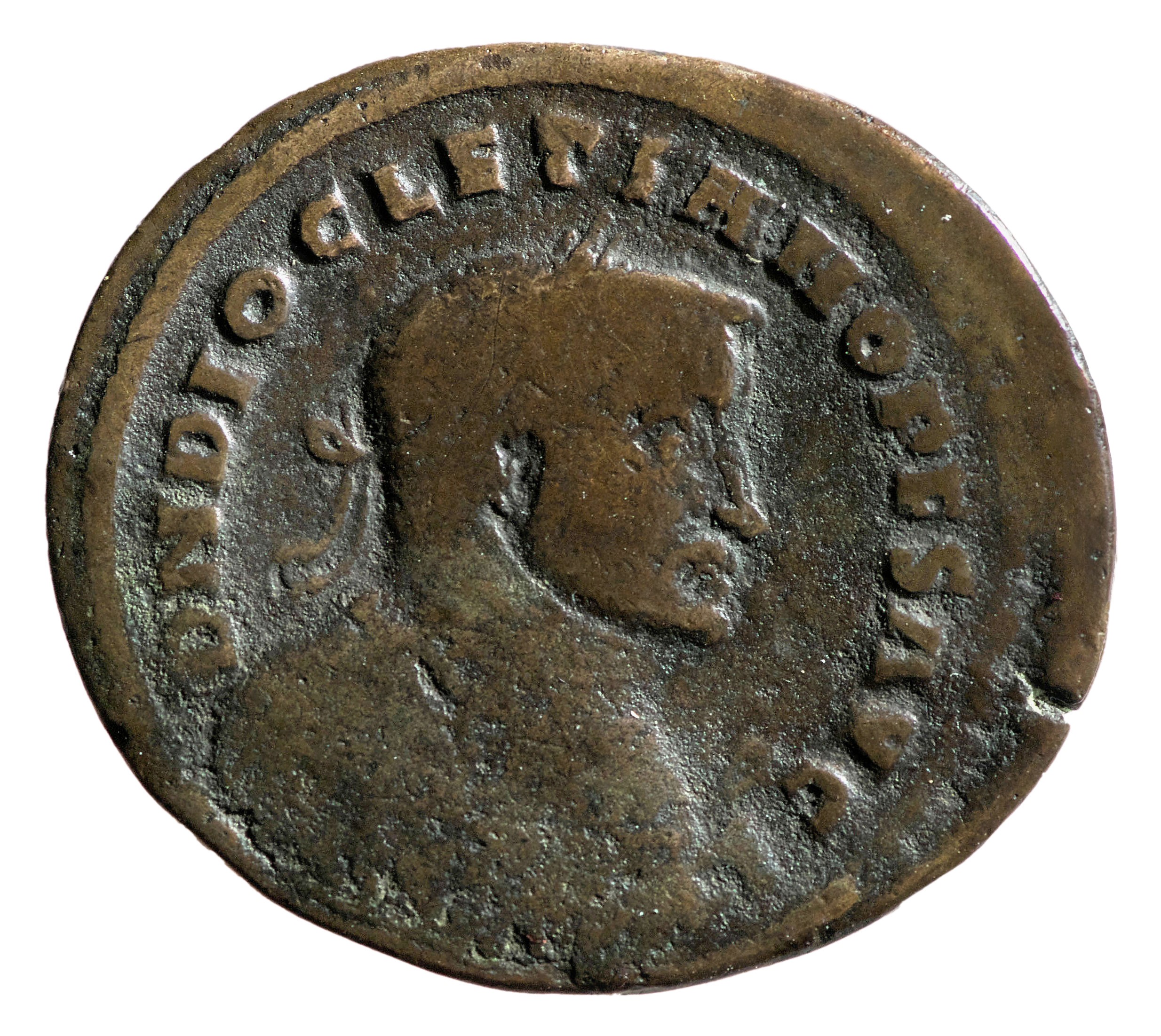 RIC VI Lugdunum 225 Severus II obverse, Bust of Diocletian, laureate, wearing imperial mantle, right, holding branch in ri...