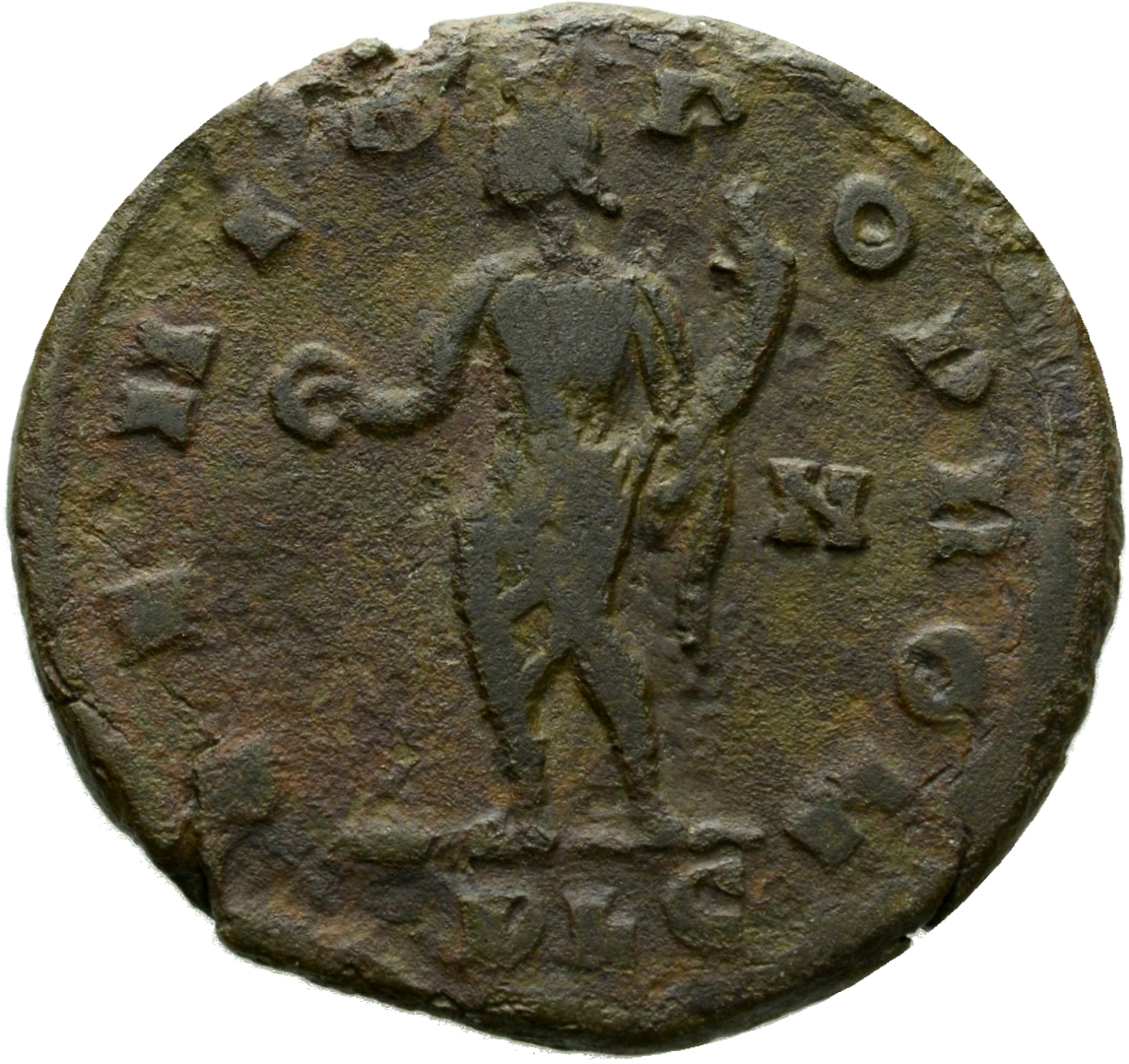RIC VI Lugdunum 235 Severus II reverse, Genius, wearing modius, nude, loins draped, standing left, holding patera in right...