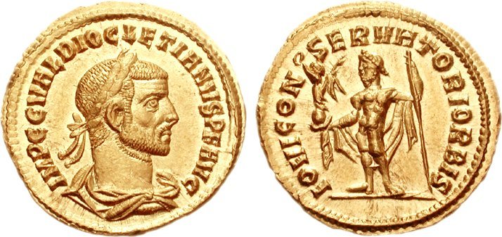 RIC VI Lugdunum 299 Constantine I obverse — Bust of Constantine I, laureate, draped, right, seen from behind