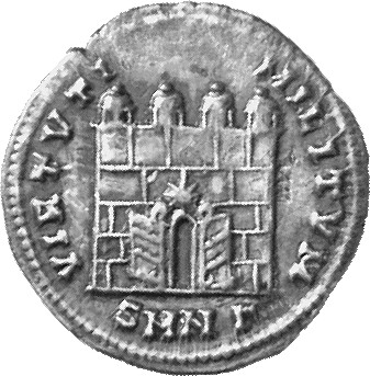 RIC VI Nicomedia 26 Diocletian reverse, Four-turreted gateway, open, doors thrown back; above gate, star