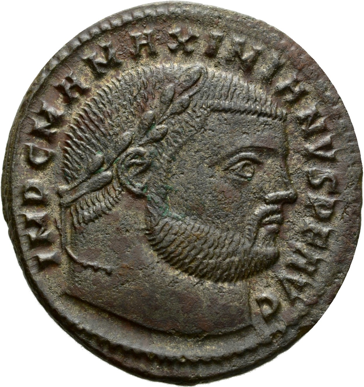 RIC VI Nicomedia 27b Diocletian obverse, Head of Maximian, laureate, right