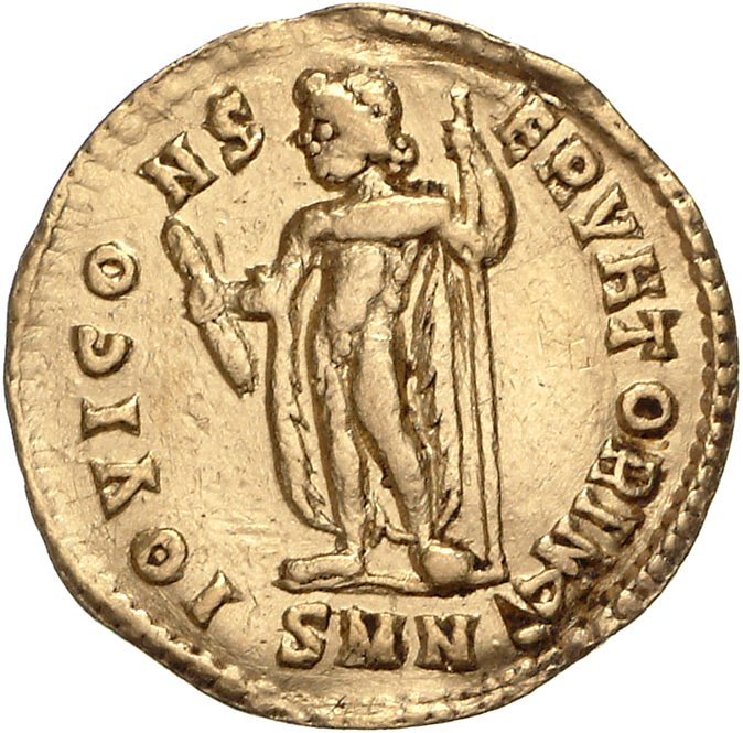 RIC VI Nicomedia 33 Galerius reverse, Jupiter, chlamys hanging behind, standing left (or standing front, head left), holdi...