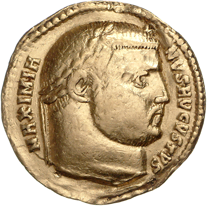 RIC VI Nicomedia 33 Galerius obverse, Head of Galerius, laureate, right
