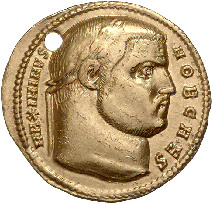 RIC VI Nicomedia 36 Galerius obverse, Head of Maximinus Daia, laureate, right