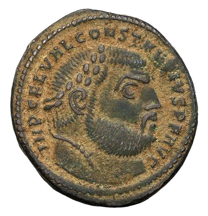 RIC VI Nicomedia 39a Galerius obverse, Head of Constantius Chlorus, laureate, right