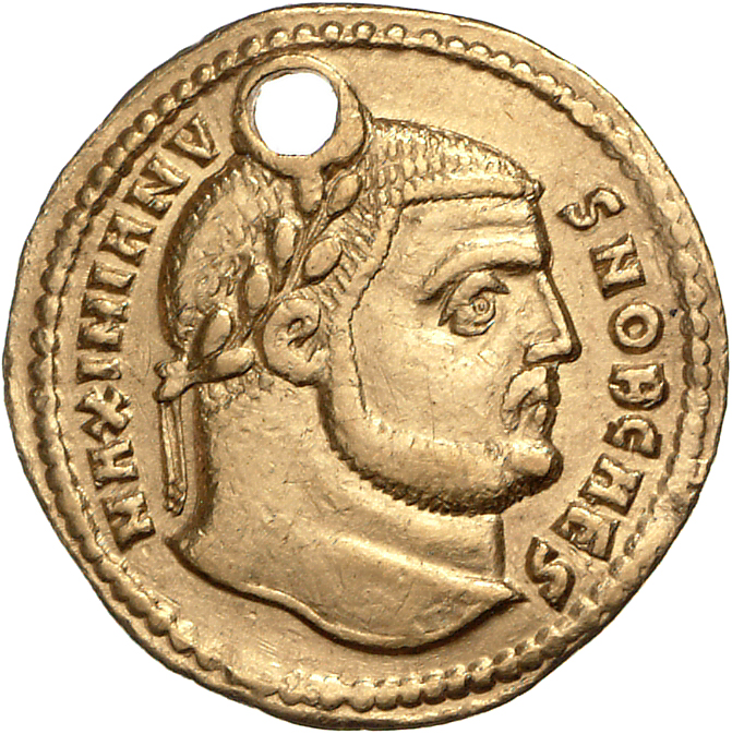 RIC VI Nicomedia 6 Diocletian obverse, Head of Galerius, laureate, right