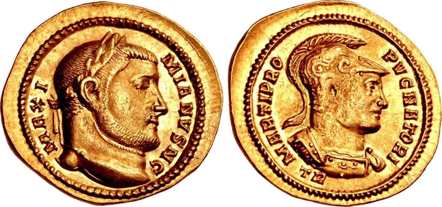 RIC VI Nicomedia 63 Galerius obverse — Head of Maximinus Daia, laureate, right