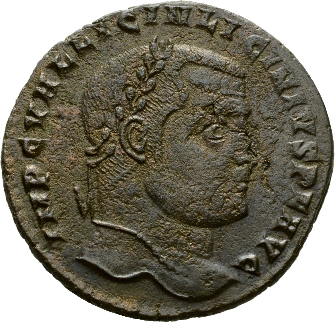 RIC VI Nicomedia 66b Galerius obverse, Head of Licinius, laureate, right