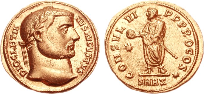 RIC VI Ostia 13 Maxentius obverse, Head of Maxentius, laureate, right