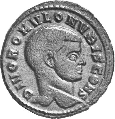 RIC VI Ostia 34 Maxentius obverse, Head of Romulus, right