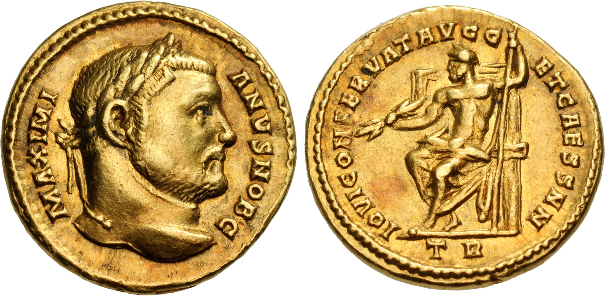 RIC VI Ostia 53 Maxentius obverse — Head of Maxentius, laureate, right