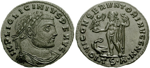 RIC VI Ostia 60 Maxentius obverse, Head of Maxentius, laureate, left