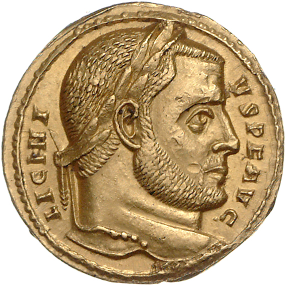RIC VI Ostia 66 Constantine I obverse, Head of Licinius, laureate, right