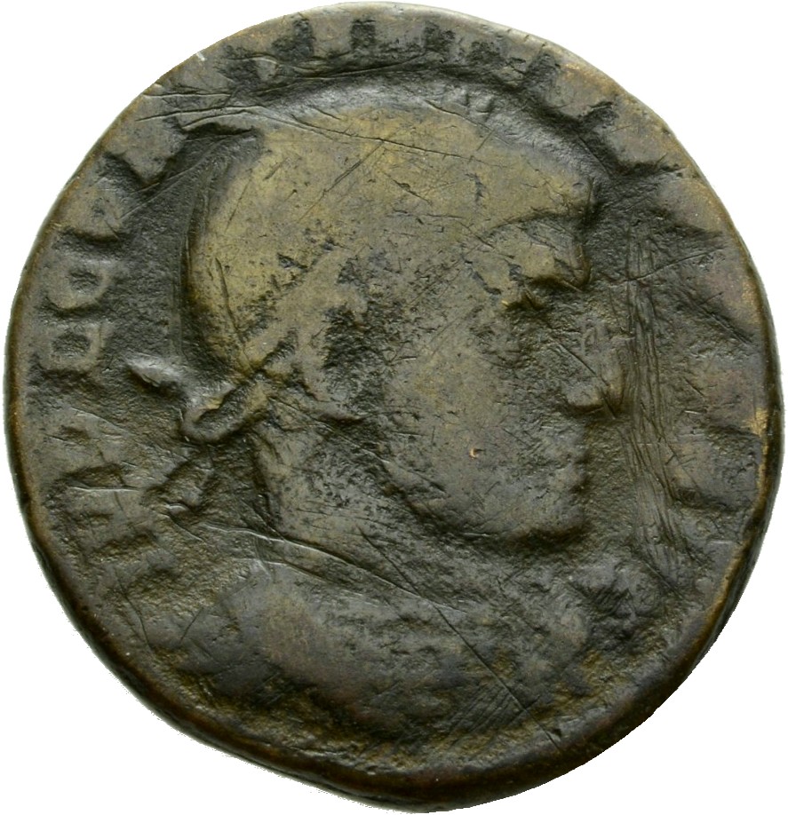 Constantine I obverse — Bust of Constantine I, laureate, cuirassed, right