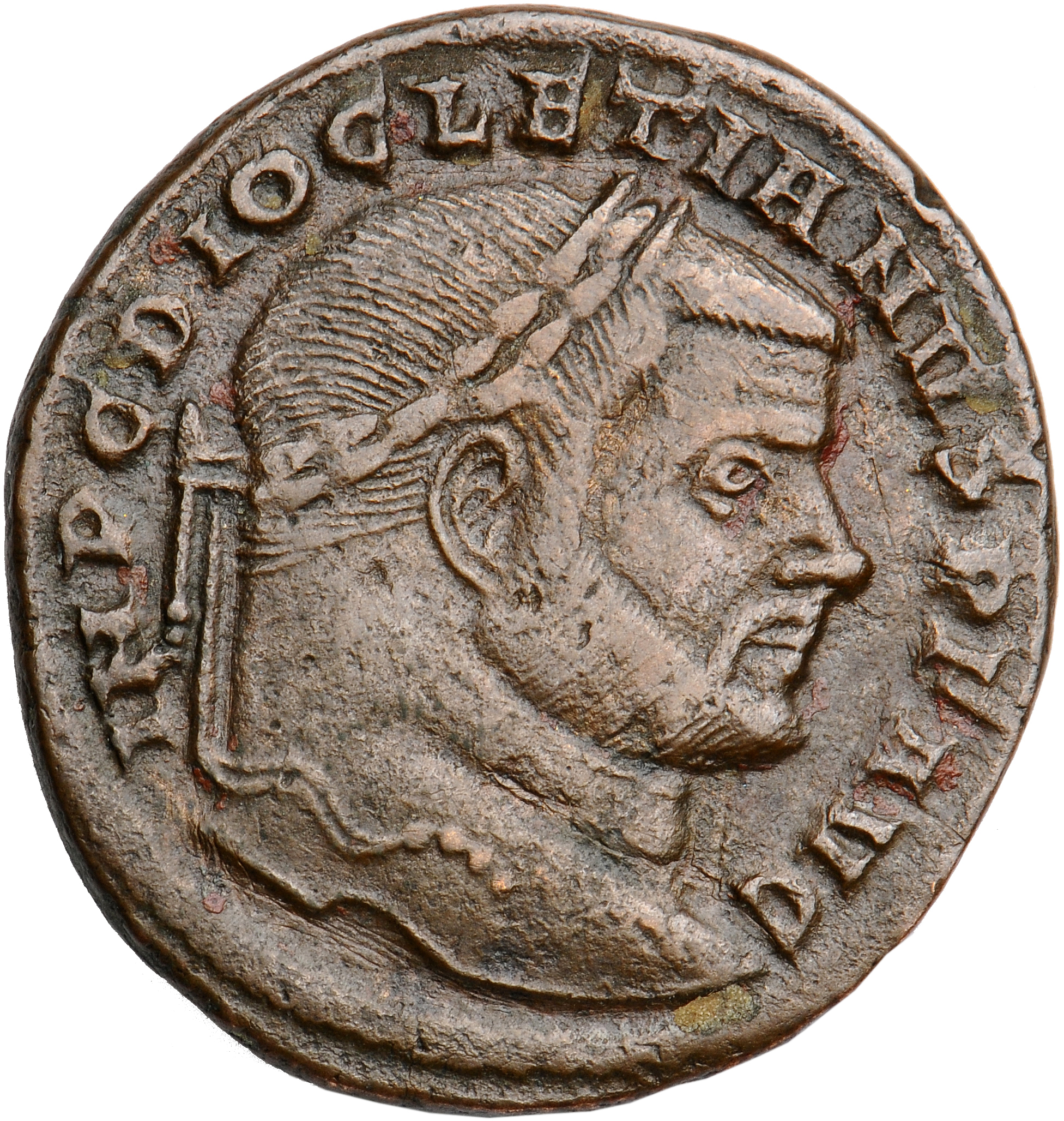 RIC VI Rome 100a Maximian obverse, Head of Diocletian, laureate, right