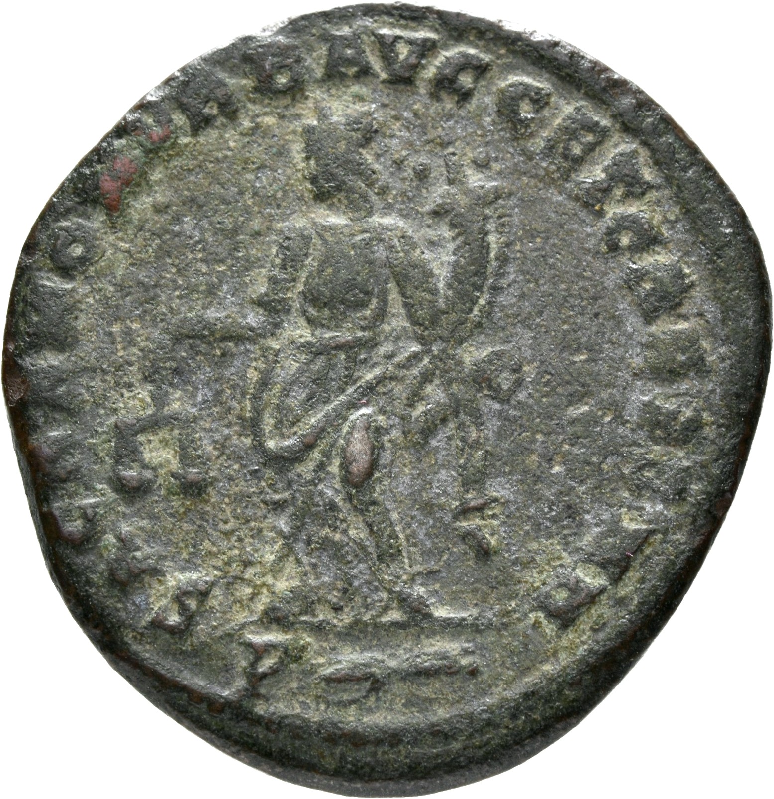 RIC VI Rome 100a Maximian reverse, Moneta, draped, standing left, holding scales in right hand and cornucopiae in left hand