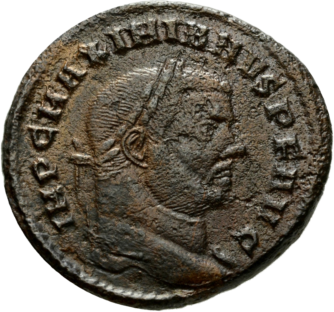 RIC VI Rome 100b Maximian obverse, Head of Maximian, laureate, right