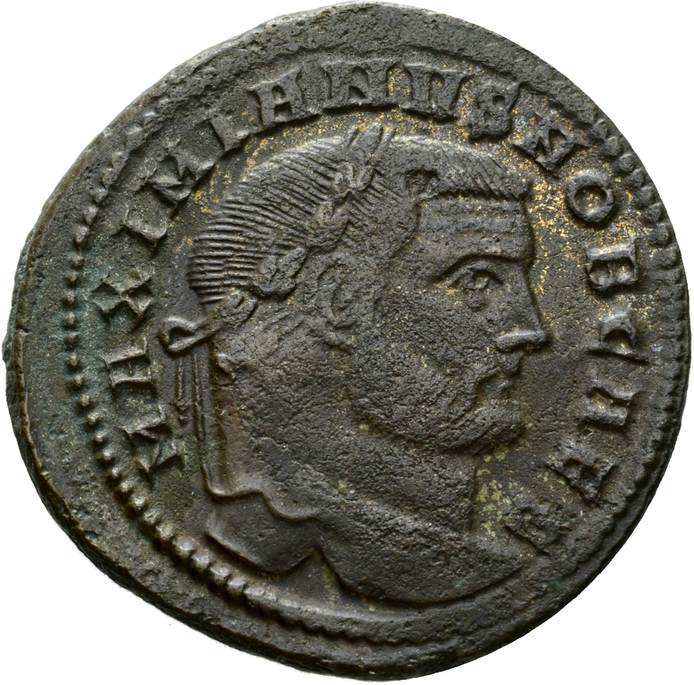RIC VI Rome 102b Maximian obverse, Head of Galerius, laureate, right