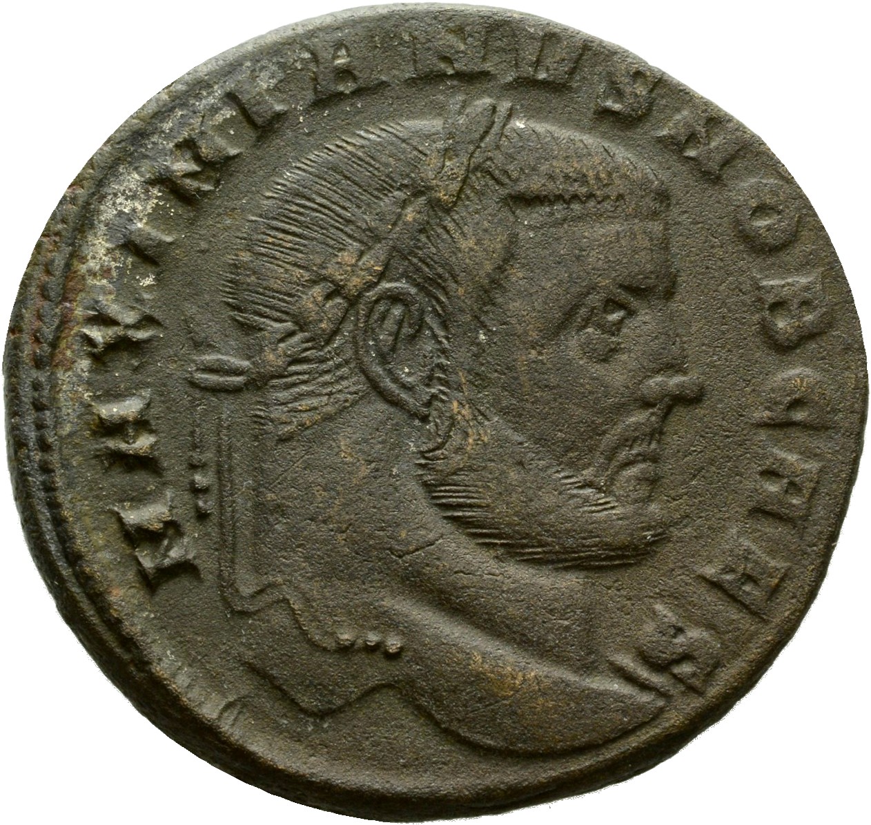 RIC VI Rome 104b Maximian obverse, Head of Galerius, laureate, right