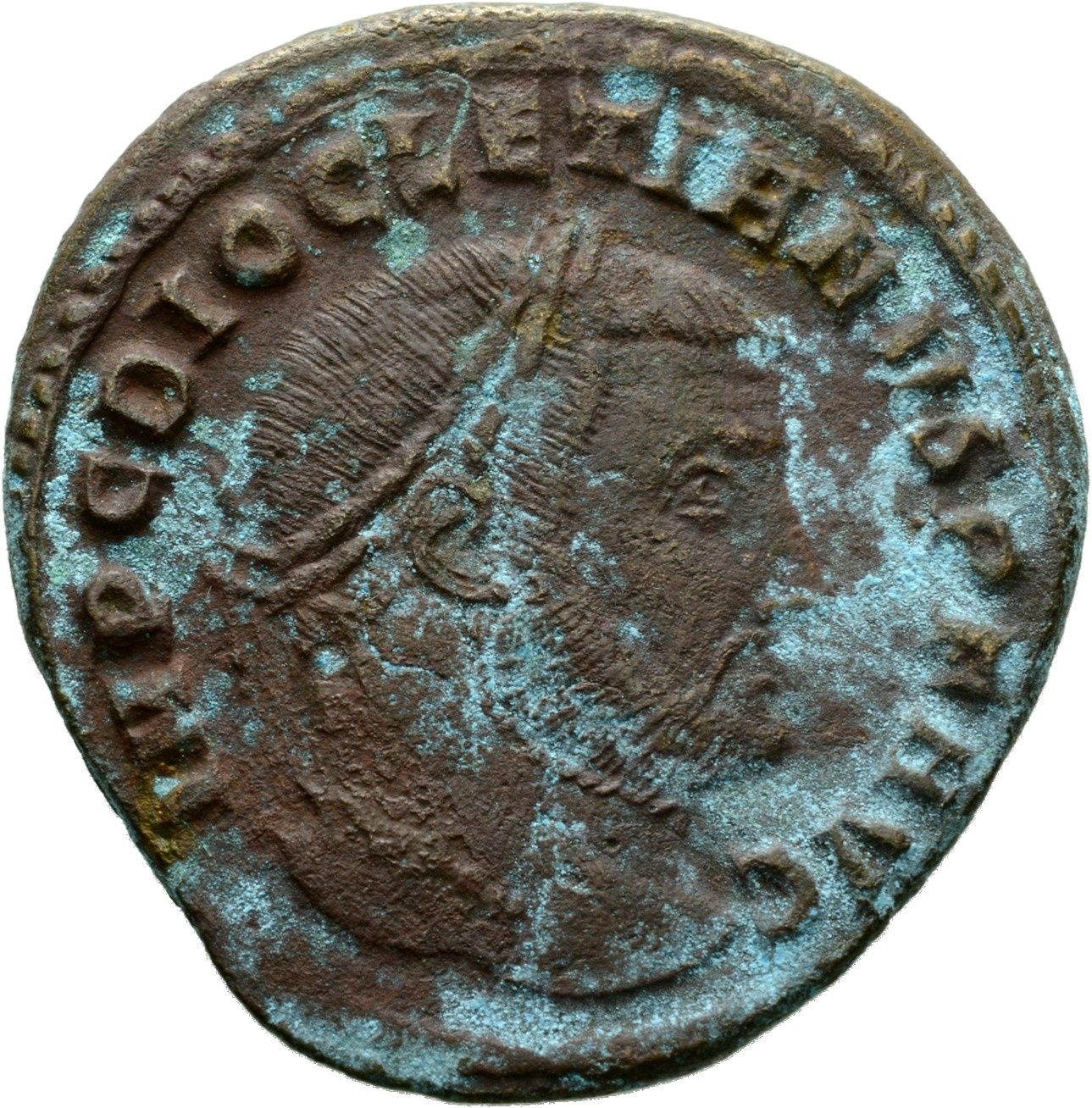 RIC VI Rome 105a Maximian obverse, Head of Diocletian, laureate, right