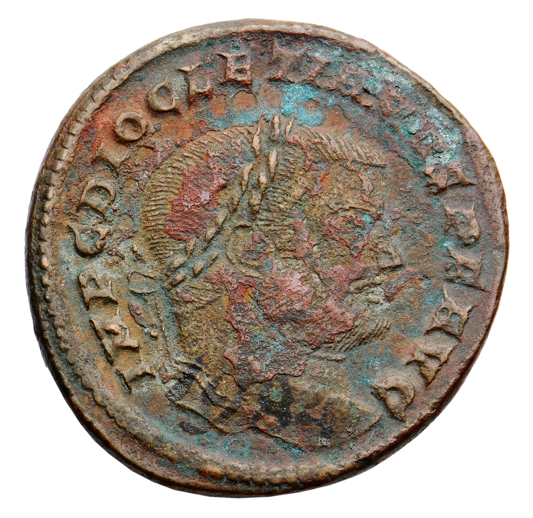 RIC VI Rome 105a Maximian obverse, Head of Diocletian, laureate, right
