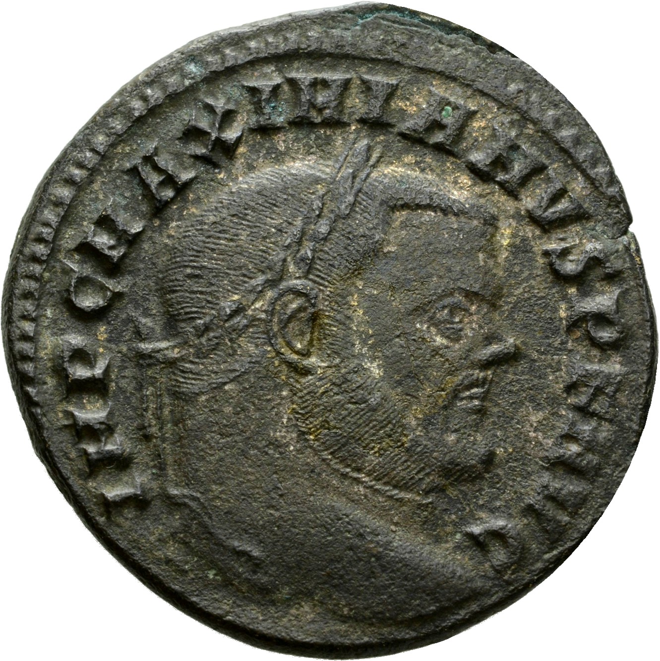 RIC VI Rome 111b Maximian obverse, Head of Maximian, laureate, right
