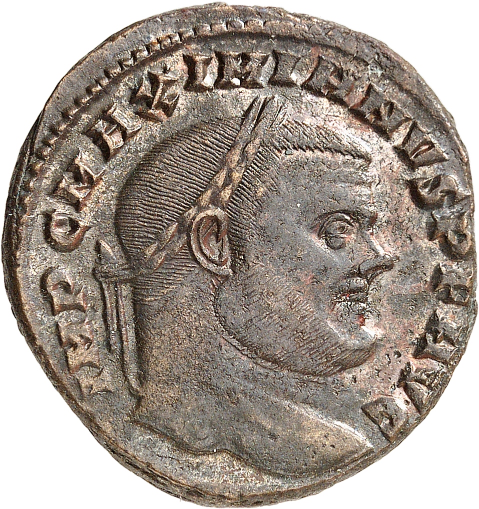 RIC VI Rome 111b Maximian obverse, Head of Maximian, laureate, right