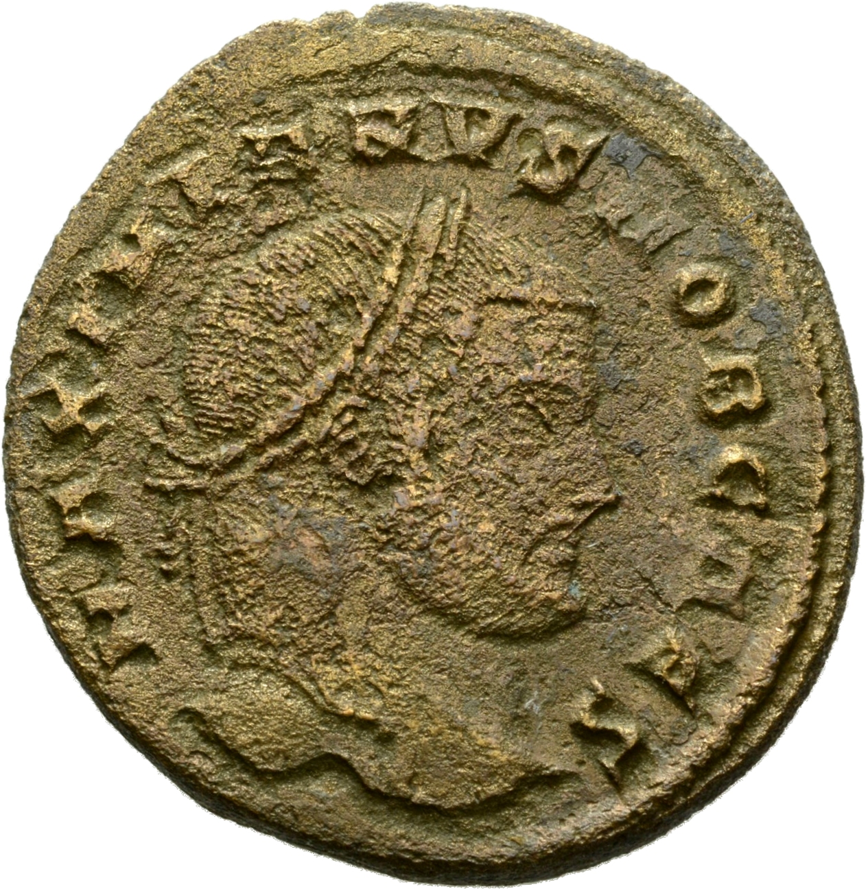 RIC VI Rome 112b Maximian obverse, Head of Galerius, laureate, right