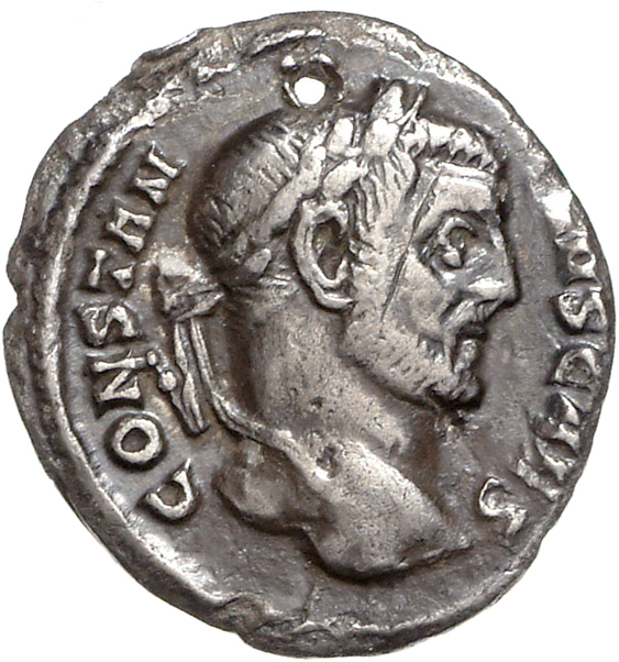 RIC VI Rome 11a Maximian obverse, Head of Constantius Chlorus, laureate, right