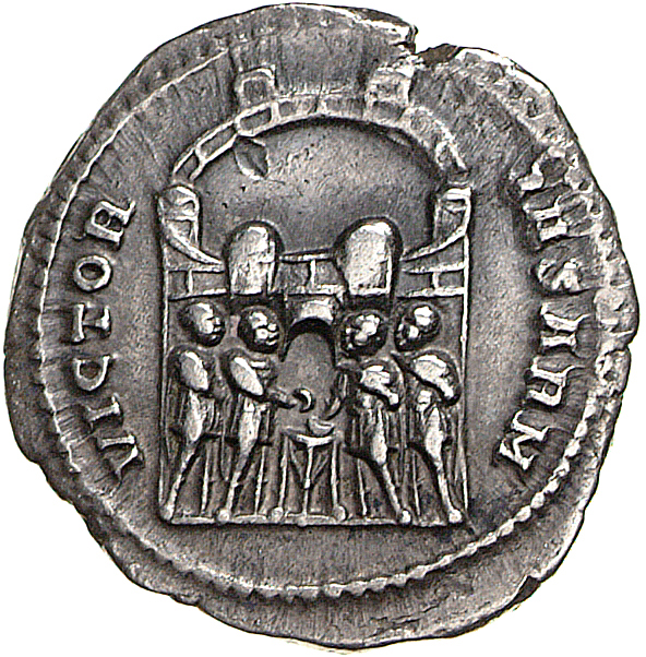 RIC VI Rome 14a Maximian reverse, Diocletian, Maximian, Constantius Chlorus, and Galerius, draped, sacrificing over tripod...