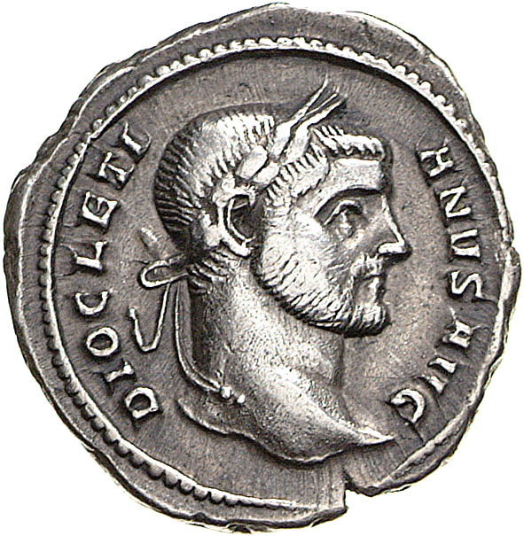 RIC VI Rome 14a Maximian obverse, Head of Diocletian, laureate, right