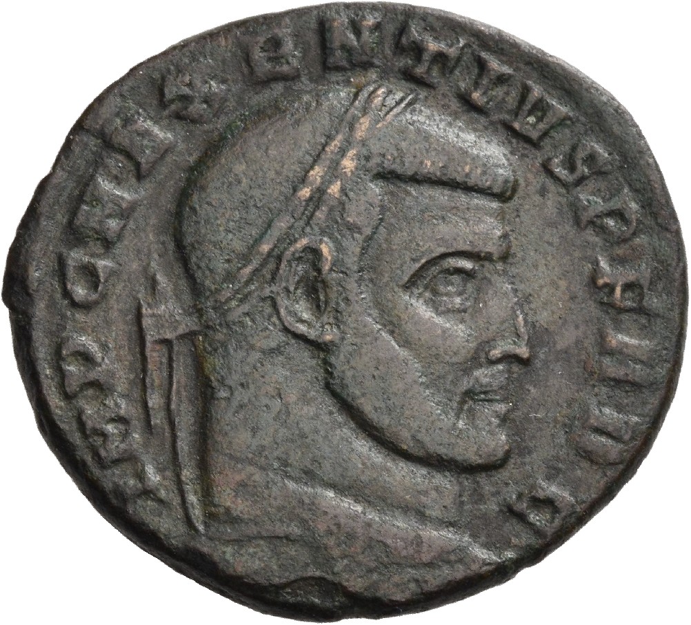 RIC VI Rome 208 Maxentius obverse, Head of Maxentius, laureate, right