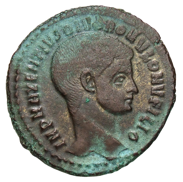 RIC VI Rome 249 Maxentius obverse — Head of Romulus, right