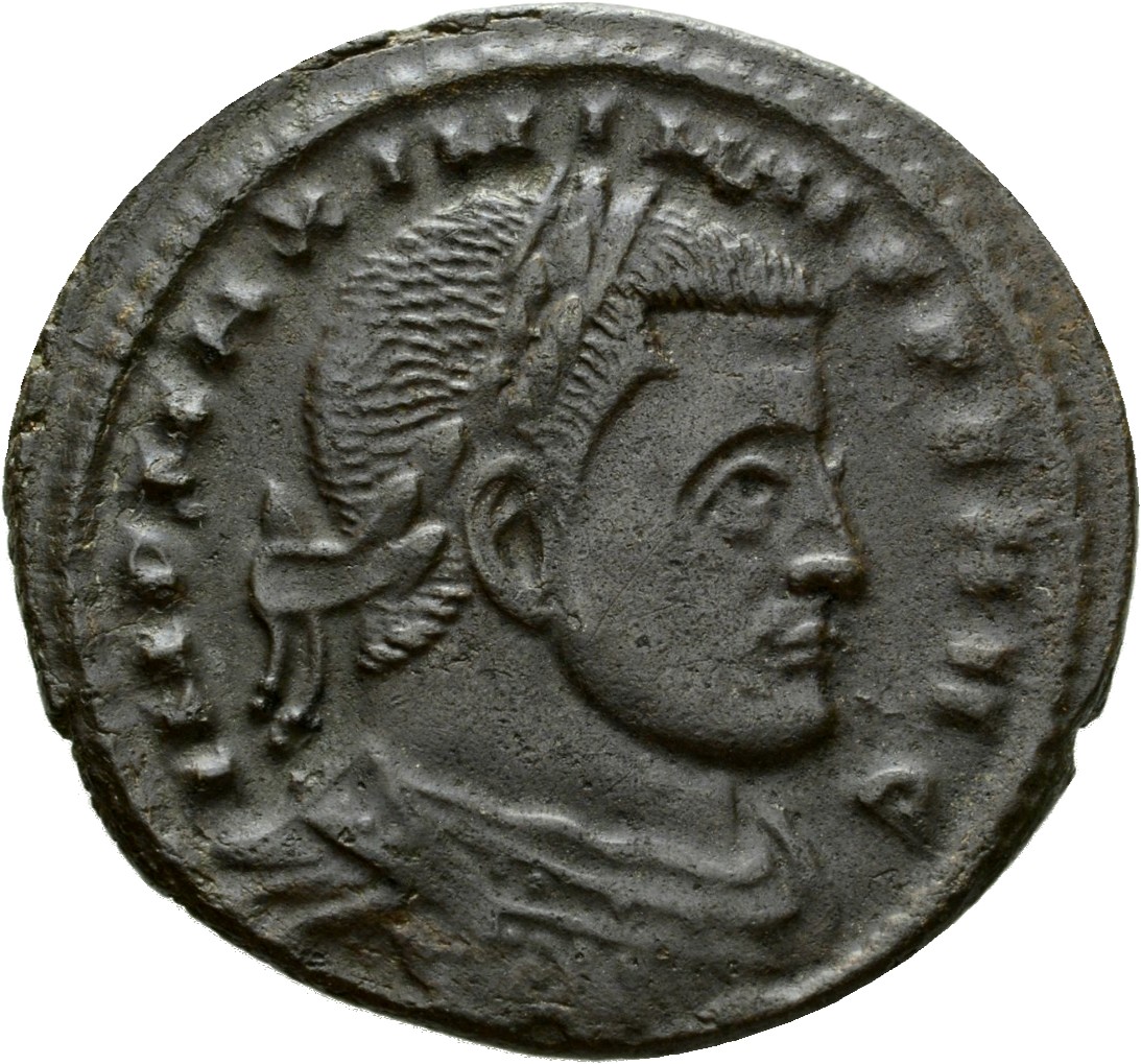 Constantine I obverse — Bust of Constantine I, laureate, cuirassed, right