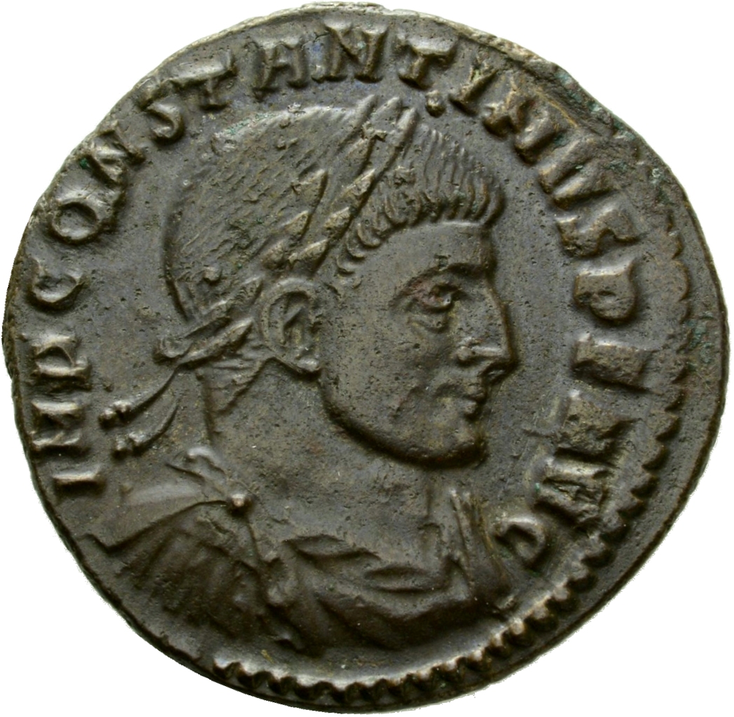 RIC VI Rome 350a Constantine I obverse, Bust of Constantine I, laureate, draped, cuirassed, right