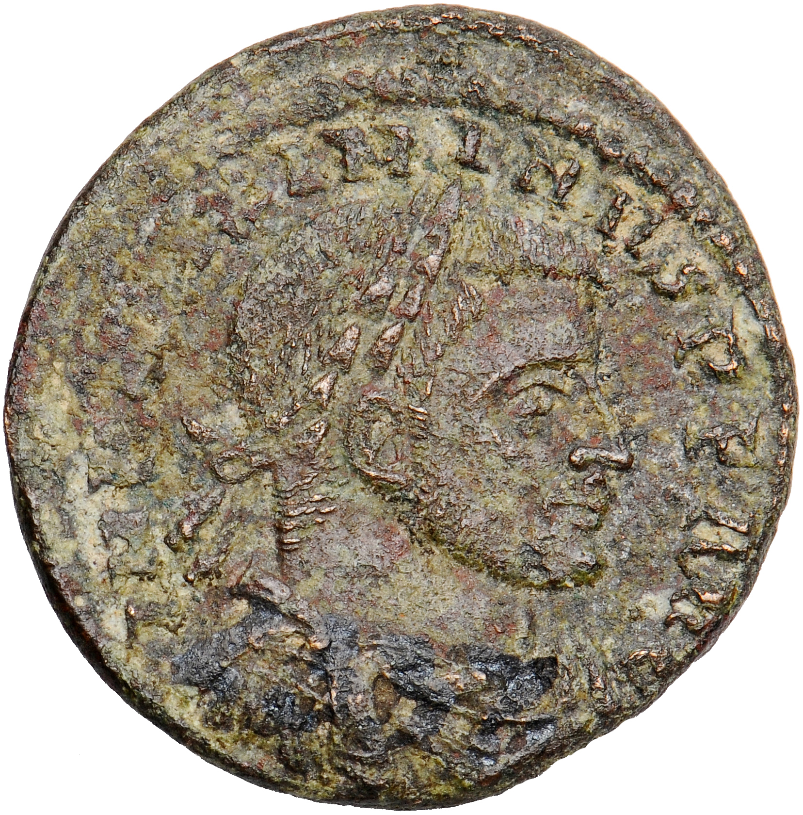 RIC VI Rome 350b Constantine I obverse, Bust of Maximinus Daia, laureate, draped, cuirassed, right