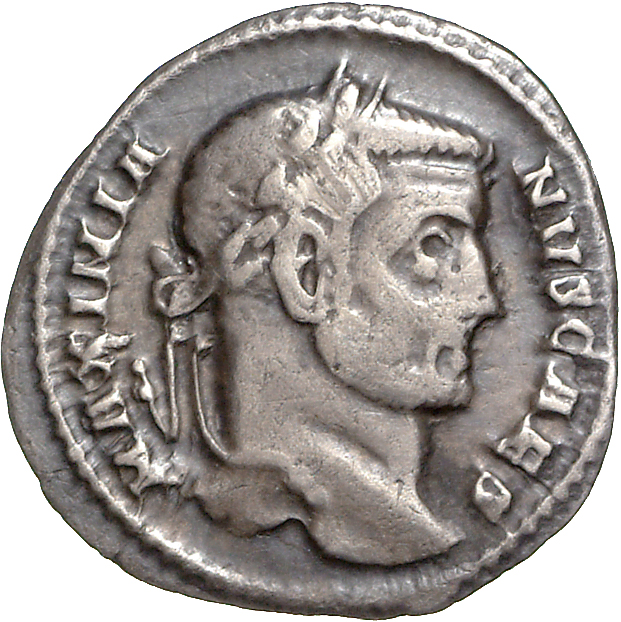 RIC VI Rome 38b Maximian obverse — Head of Galerius, laureate, right