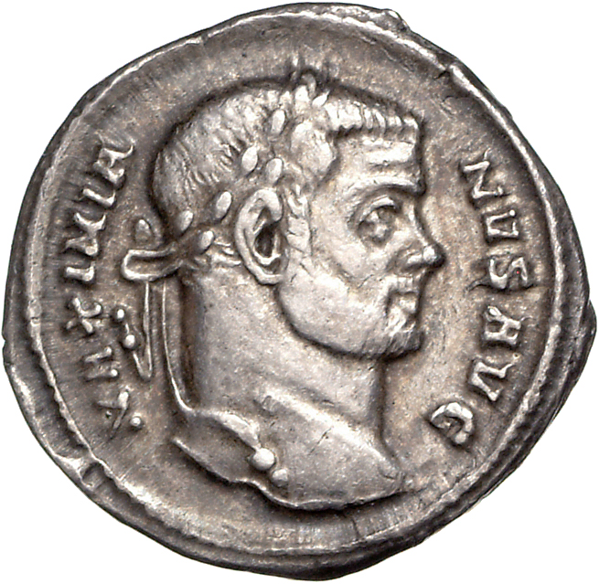 RIC VI Rome 40b Maximian obverse, Head of Maximian, laureate, right