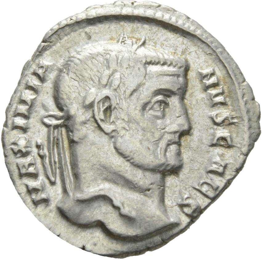 RIC VI Rome 42b Maximian obverse, Head of Galerius, laureate, right