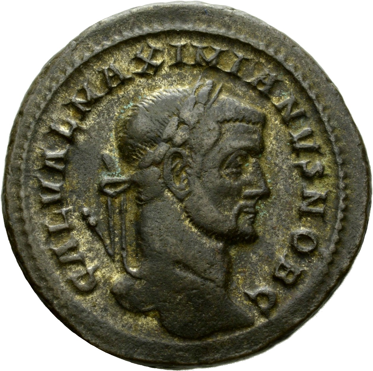 RIC VI Rome 66b Maximian obverse, Head of Galerius, laureate, right