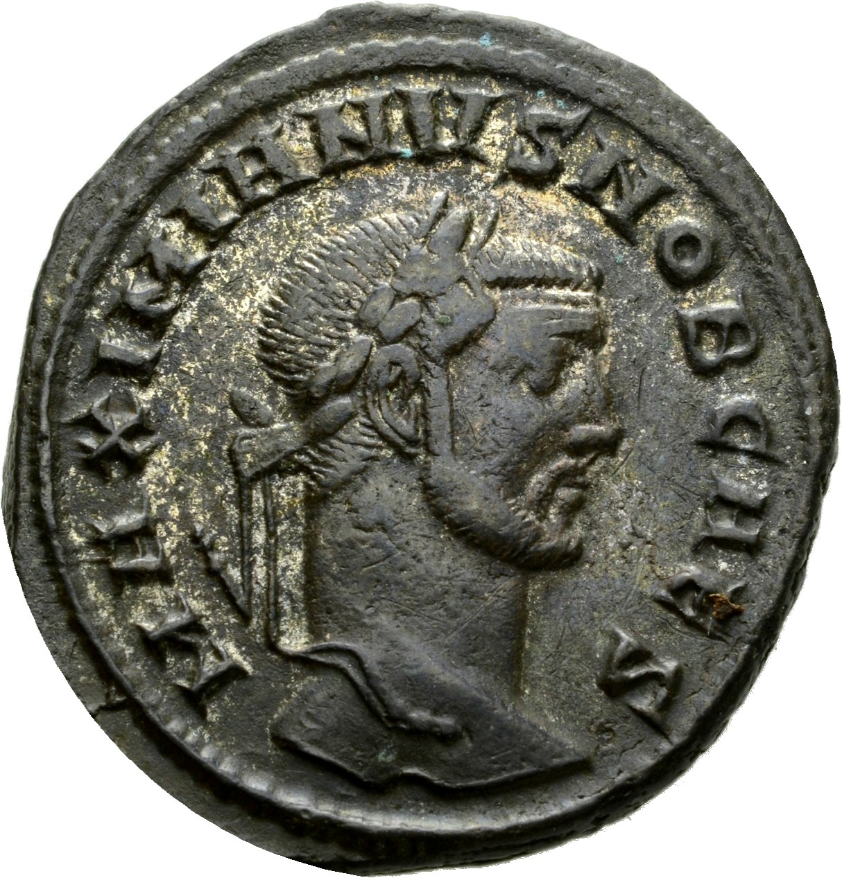 RIC VI Rome 67b Maximian obverse, Head of Galerius, laureate, right