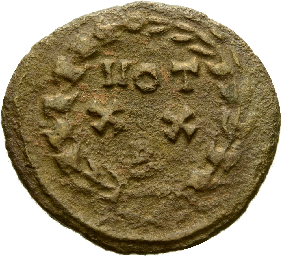 RIC VI Rome 79 Maximian reverse, VOT / XX within a wreath