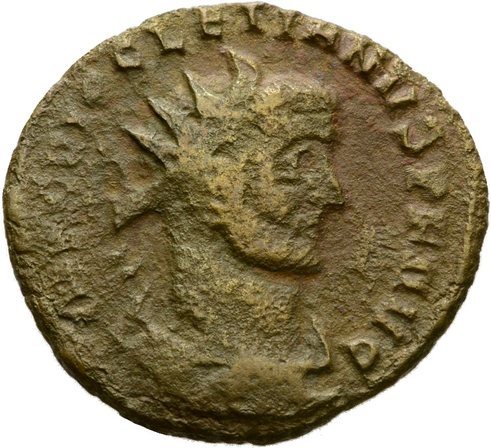 RIC VI Rome 79 Maximian obverse, Bust of Diocletian, radiate, draped, cuirassed, right, seen from behind