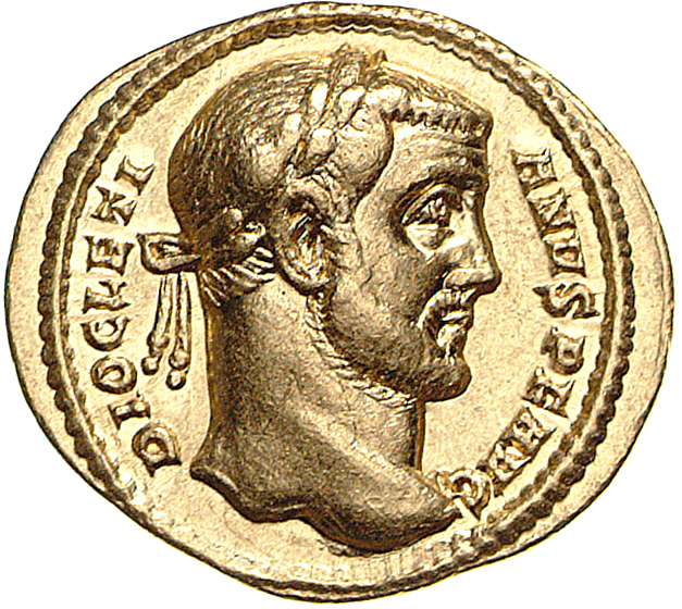 RIC VI Rome 7a Maximian obverse, Head of Diocletian, laureate, right