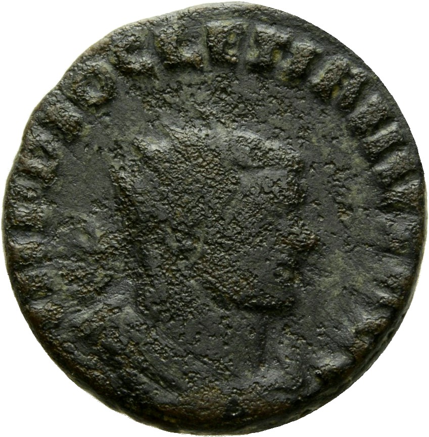 RIC VI Rome 81 Maximian obverse, Bust of Diocletian, radiate, draped, cuirassed, right, seen from behind