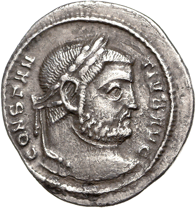 RIC VI Serdica 11a Galerius obverse, Head of Constantius Chlorus, laureate, right
