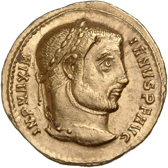 RIC VI Serdica 18a Galerius obverse, Head of Galerius, laureate, right