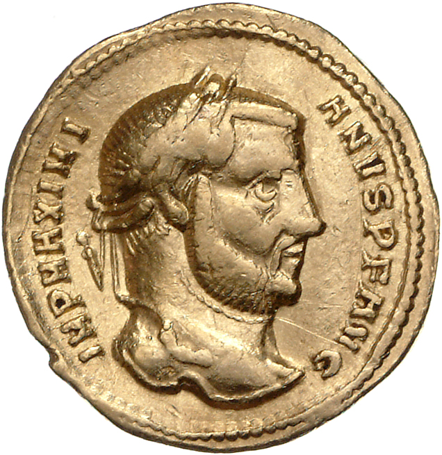 RIC VI Serdica 6b Galerius obverse, Head of Galerius, laureate, right