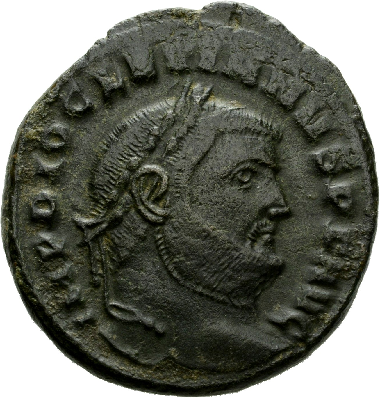 RIC VI Siscia 108a Maximian obverse, Head of Diocletian, laureate, right